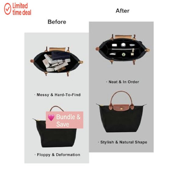 Purse Organizer Insert for Tote Bags, 12 Pockets, Lightweight Felt Fabric - Picture 6 of 8